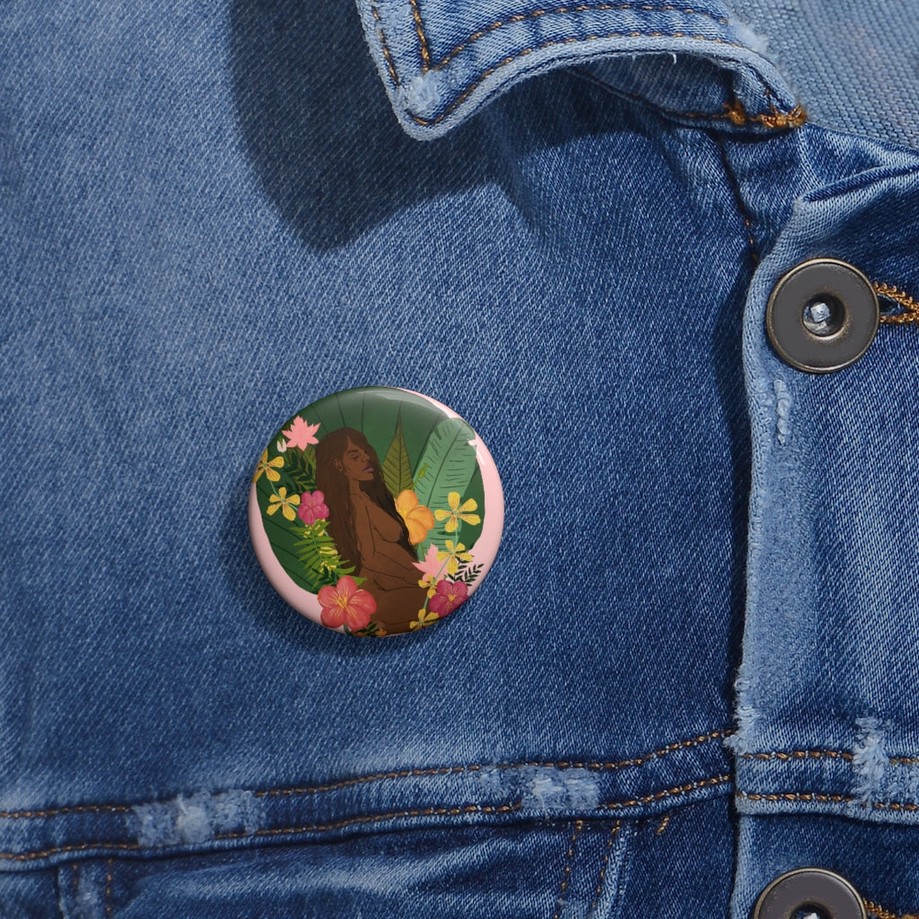 in full bloom pinback button